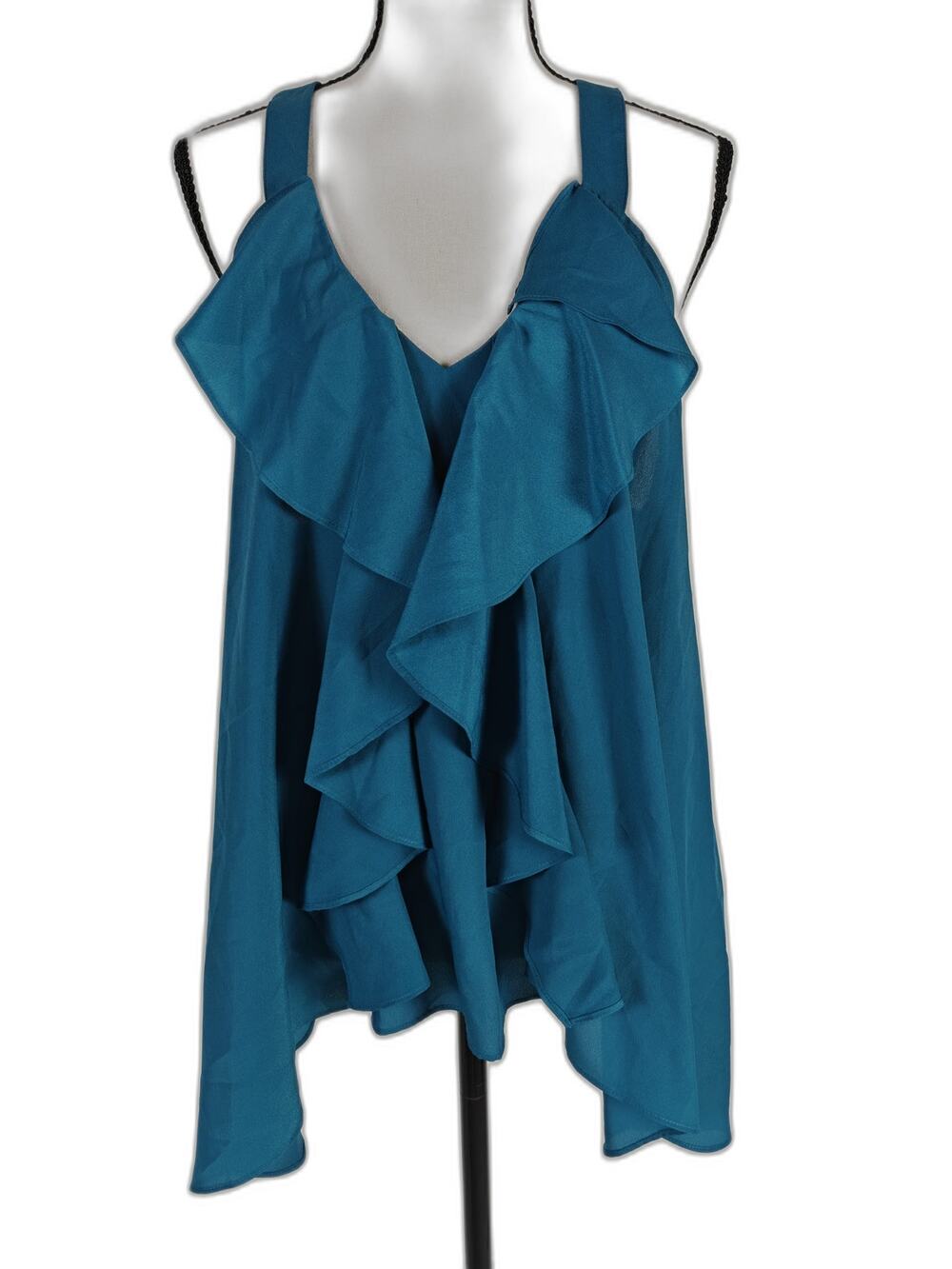 Womens BCBGeneration Ruffle Tank Top Teal Size M